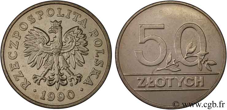 POLOGNE 50 Zlotych aigle 1990 Varsovie SPL 