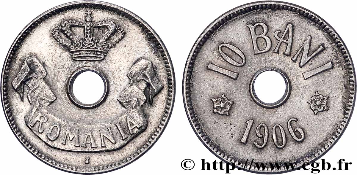 ROMANIA 10 Bani 1906 Hambourg XF