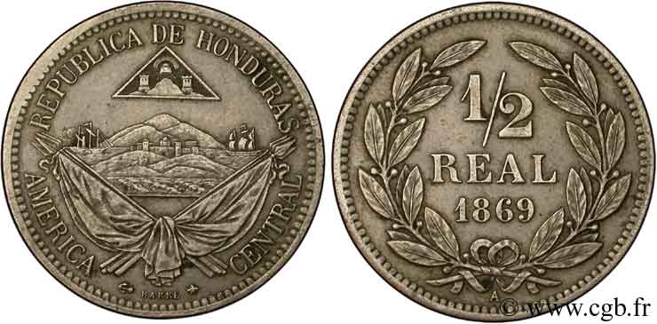 HONDURAS 1/2 Real 1869 Paris - A SUP 