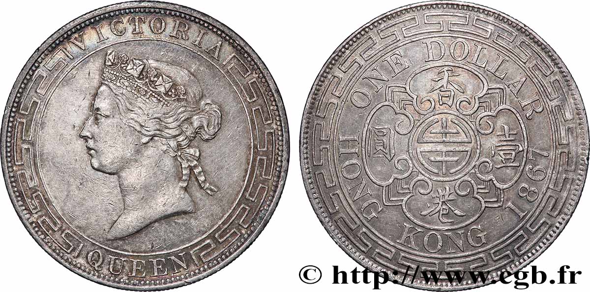 HONGKONG 1 Dollar Victoria 1867 fVZ