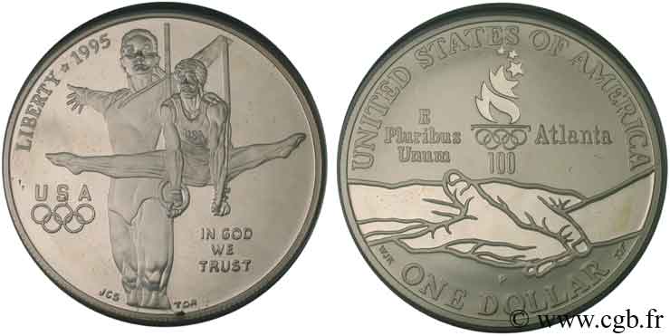 ÉTATS-UNIS D AMÉRIQUE 1 Dollar BE J.O. d’Atlanta Gymnastique 1995 Philadelphie - P FDC 