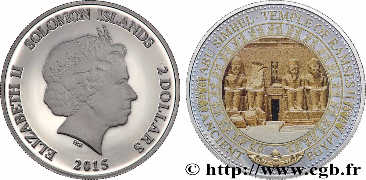 SOLOMON ISLANDS 2 Dollar Proof Abou Simbel 2015 MS