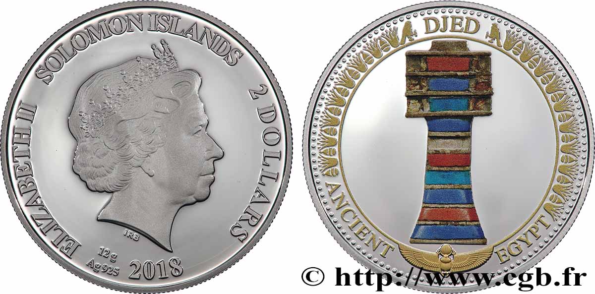 SOLOMON ISLANDS 2 Dollar Proof Pilier Djed - Épine dorsale du dieu Osiris 2018 MS
