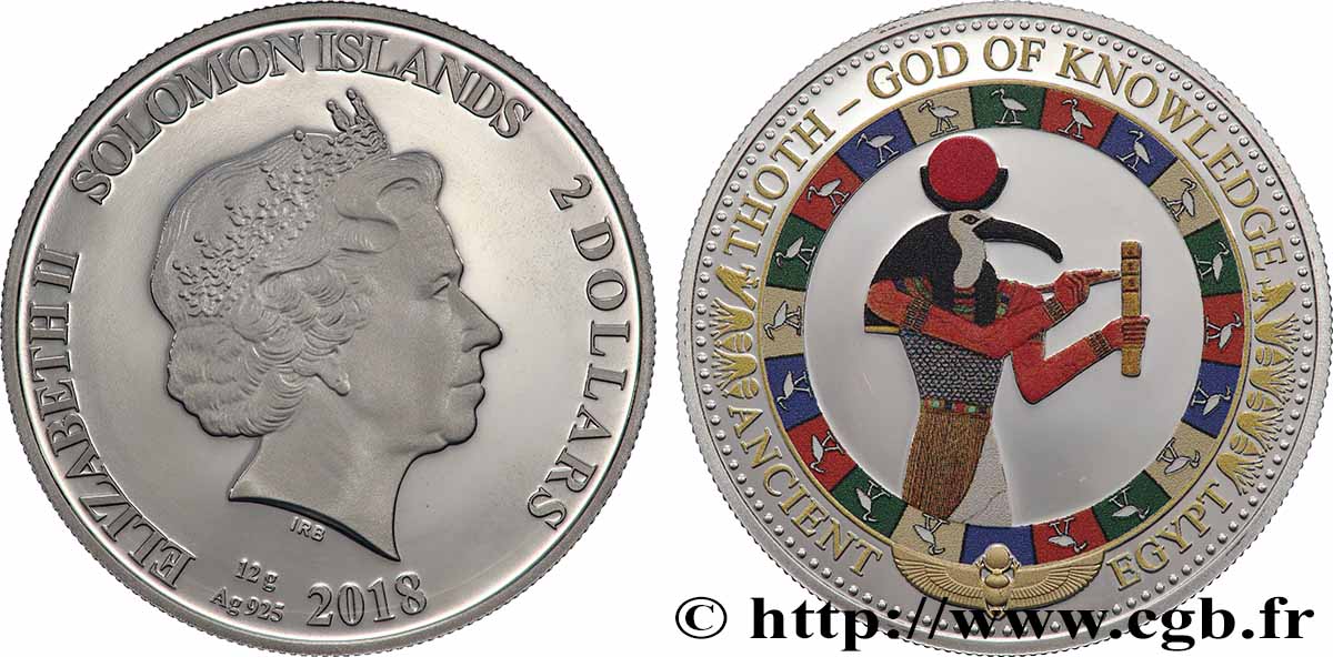 ÎLES SALOMON 2 Dollar Proof Thot, dieu de la connaissance 2018 SPL