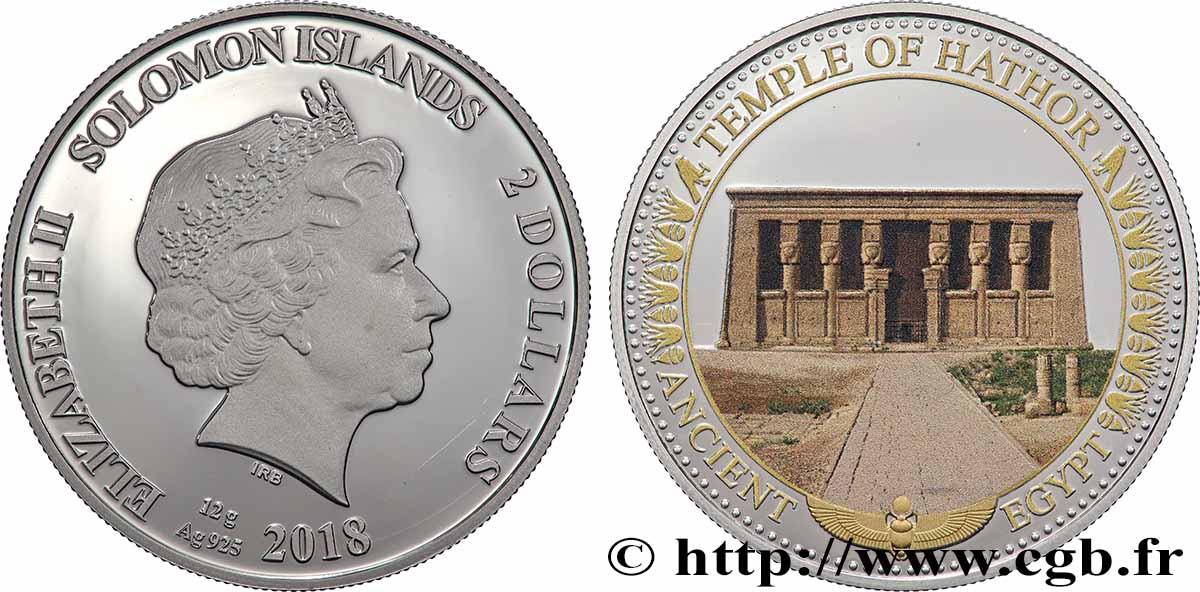 SOLOMON-INSELN 2 Dollar Proof Temple d’Hathor 2018 fST