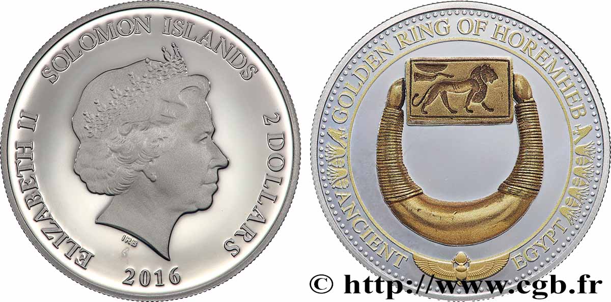 SOLOMON ISLANDS 2 Dollar Proof Bague-sceau de Horemheb 2016 MS