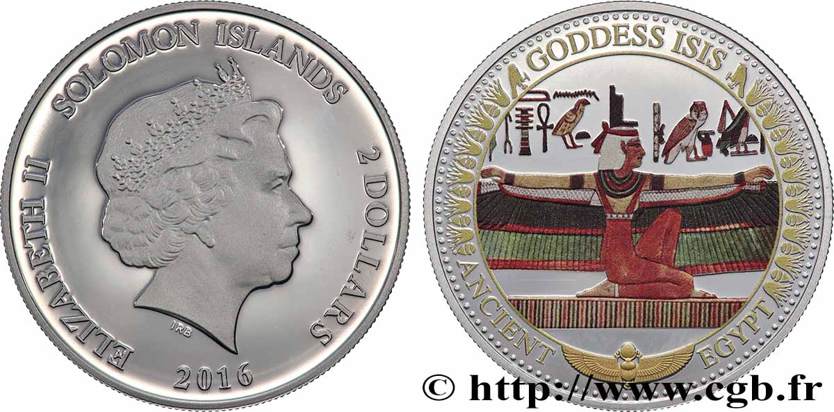 SOLOMON-INSELN 2 Dollar Proof Déesse Isis 2016 fST