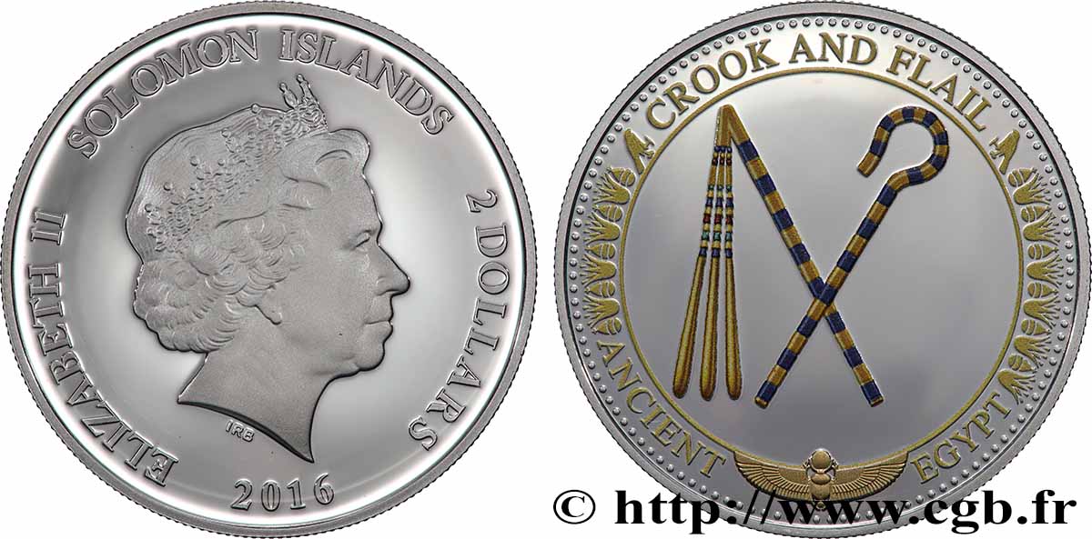 ÎLES SALOMON 2 Dollar Proof Sceptre et Fléau 2016 SPL