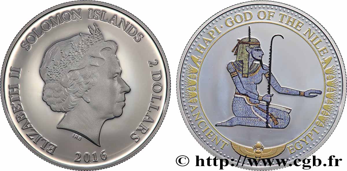 ÎLES SALOMON 2 Dollar Proof Hâpy, dieu du Nil 2016 SPL