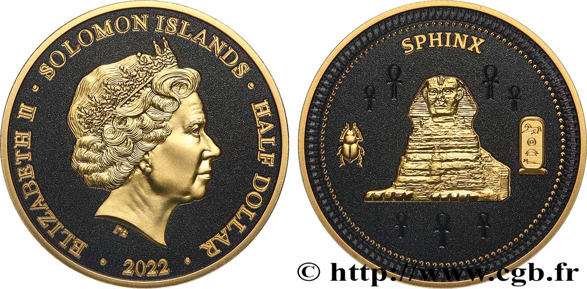 ÎLES SALOMON 1/2 Dollar Prooflike Sphinx 2022 FDC