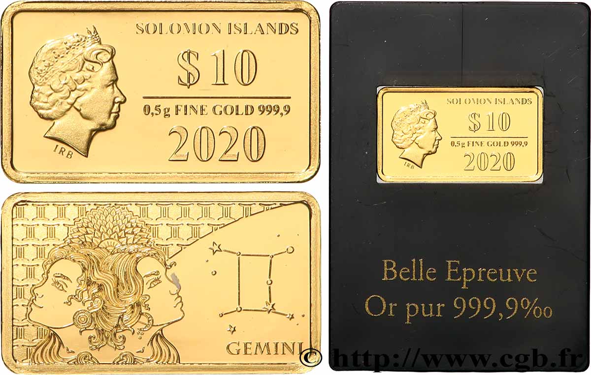 SOLOMON ISLANDS 10 Dollars Proof Gémeaux 2020 MS