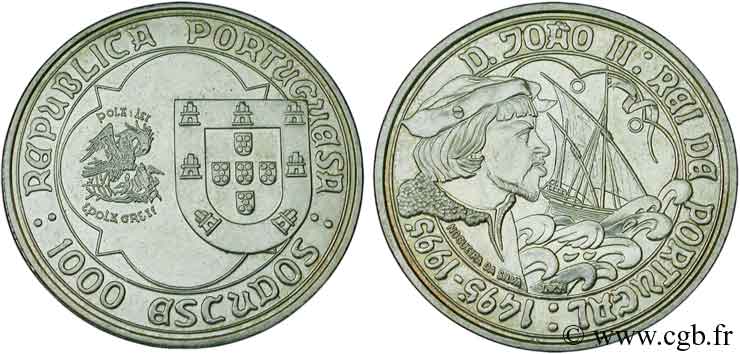 PORTUGAL 1000 Escudos 500e anniversaire de la mort de Jean II 1995  SPL 