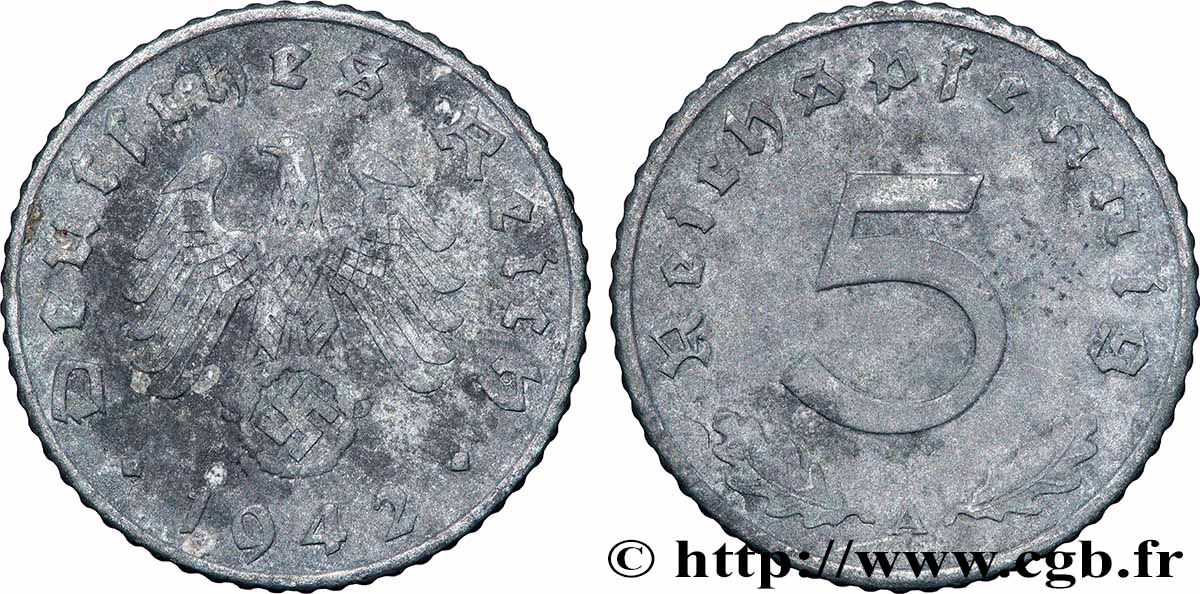 GERMANY 5 Reichspfennig 1942 Berlin XF