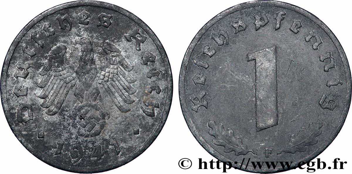 DEUTSCHLAND 1 Reichspfennig aigle et swastika 1941 Stuttgart SS