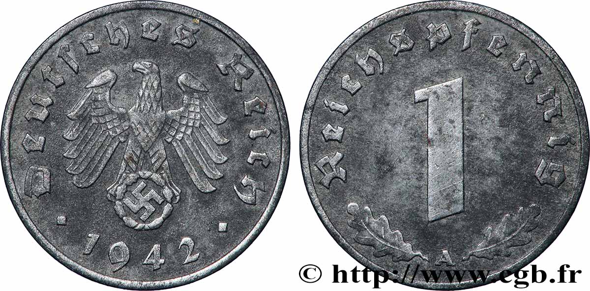 GERMANY 1 Reichspfennig aigle et swastika 1942 Berlin AU