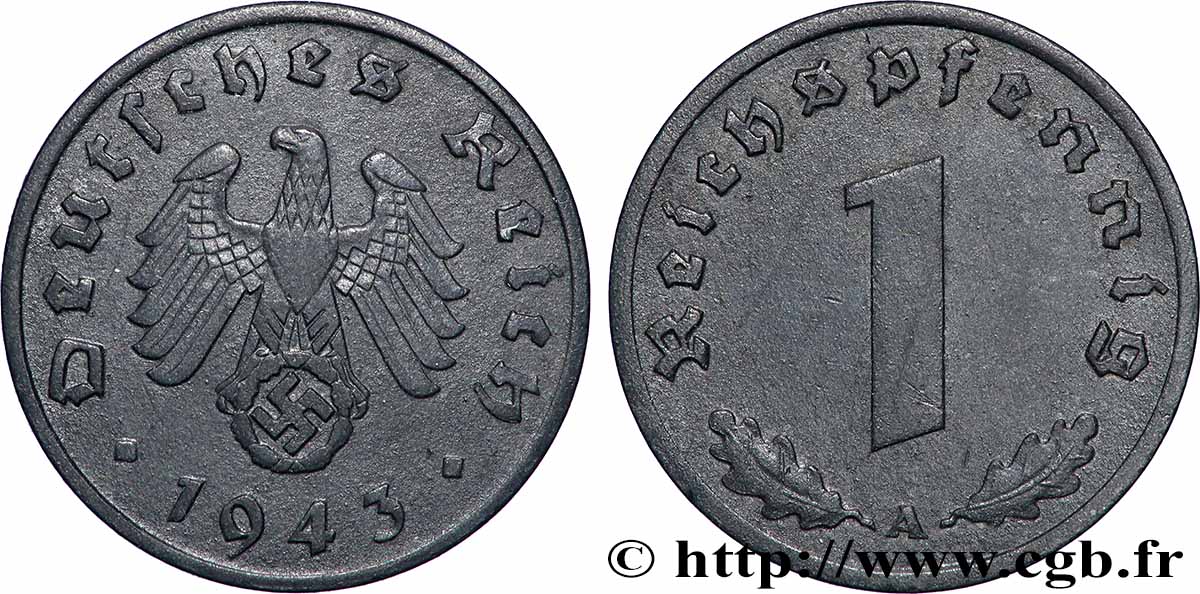 GERMANIA 1 Reichspfennig aigle et swastika 1943 Berlin q.SPL