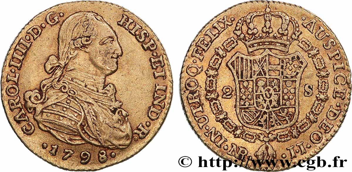 COLOMBIE - CHARLES IV 2 Escudos 1798 Bogota TTB