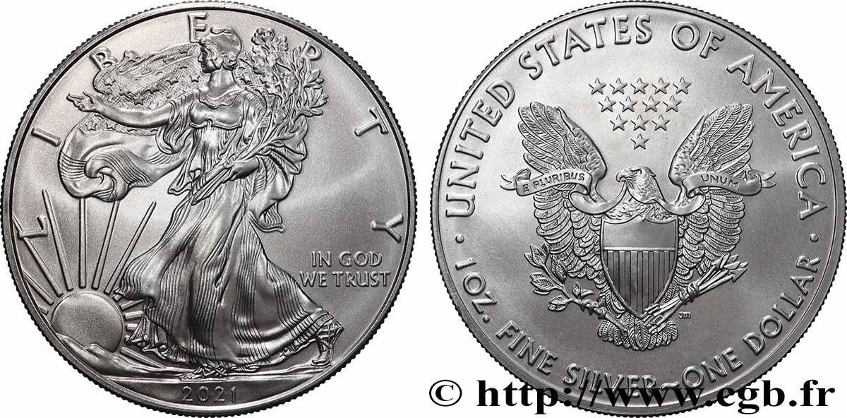 ARGENTO INVESTIMENTO 1 Oz - 1 Dollar Proof Silver Eagle 2021 MS