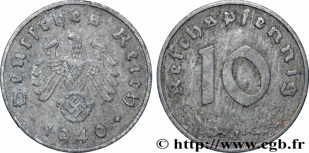 GERMANY 10 Reichspfennig 1940 Hambourg XF