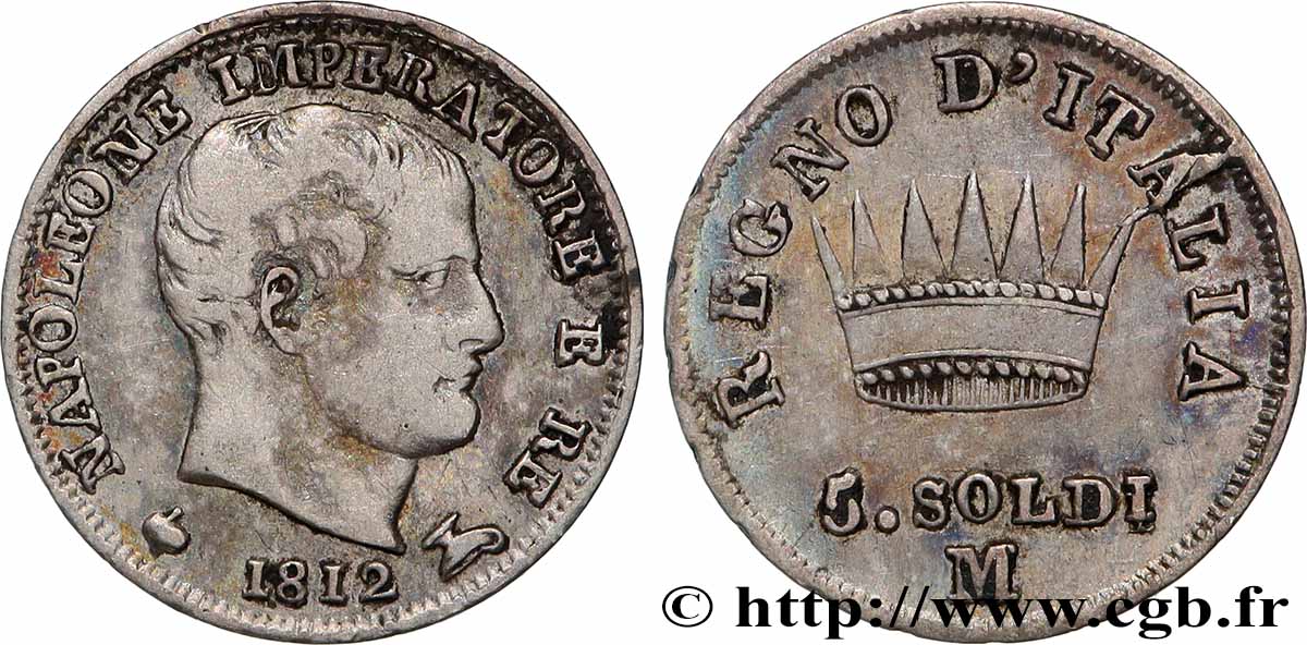 ITALIEN - Königreich Italien - NAPOLÉON I. 5 Soldi 1812 Milan SS