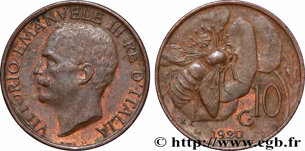ITALIE 10 Centesimi Victor Emmanuel III 1920 Rome TTB