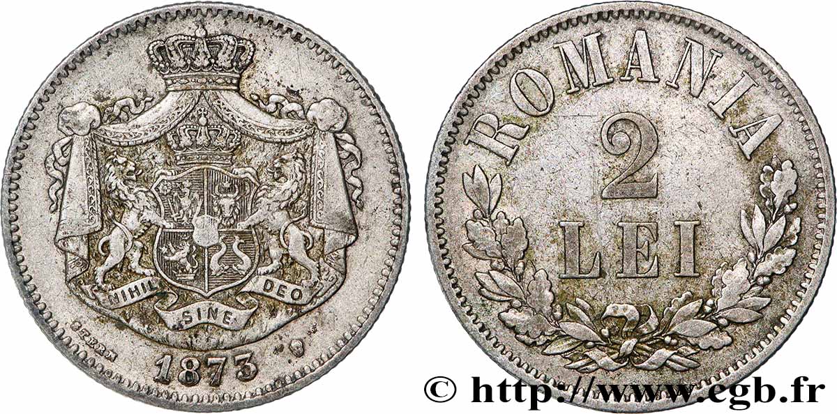 ROUMANIE 2 Lei 1873 Bruxelles TTB