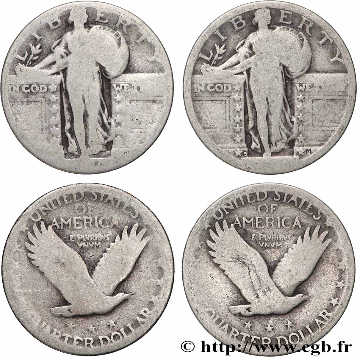 UNITED STATES OF AMERICA Lot 2 x 1/4 Dollar Liberté n.d. Philadelphie F