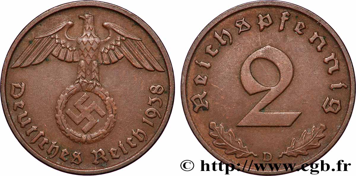 GERMANIA 2 Reichspfennig 1938 Munich q.SPL