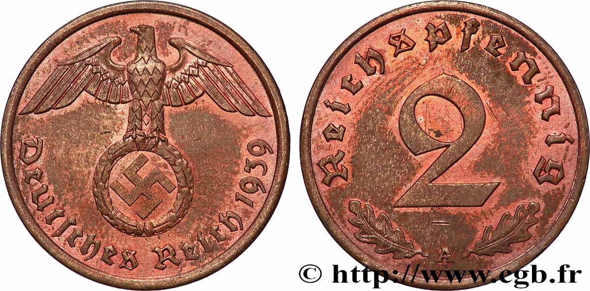 GERMANIA 2 Reichspfennig 1939 Berlin SPL