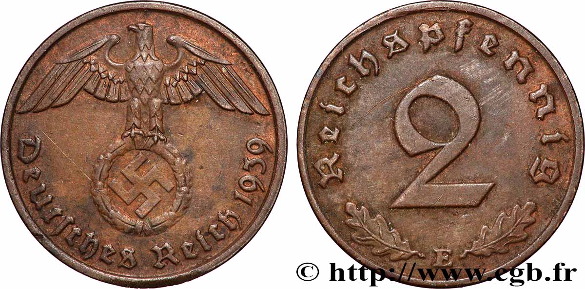 GERMANY 2 Reichspfennig 1939 Muldenhutten AU