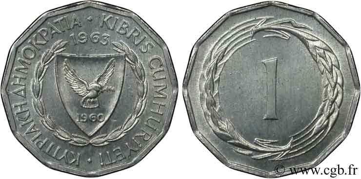 CHYPRE 1 Mil emblème 1963  SPL 