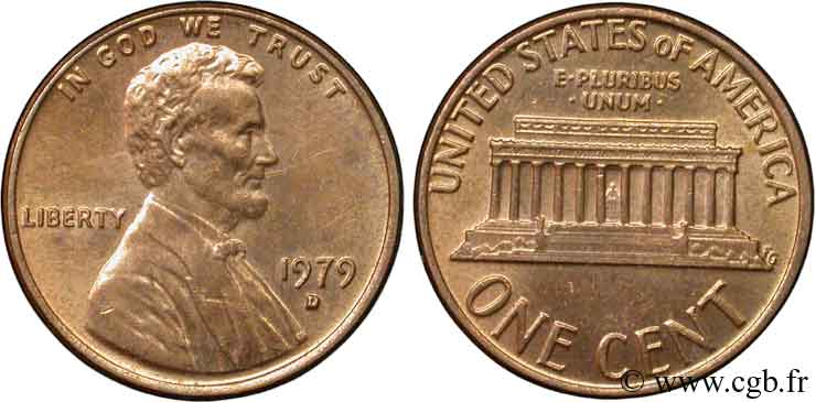 ÉTATS-UNIS D AMÉRIQUE 1 Cent Lincoln / mémorial 1979 Denver SPL 