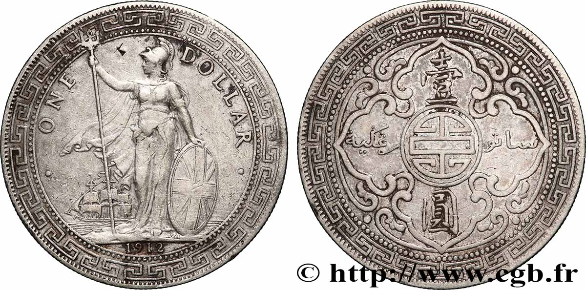 GREAT BRITAIN - VICTORIA Trade dollar 1912 Bombay XF
