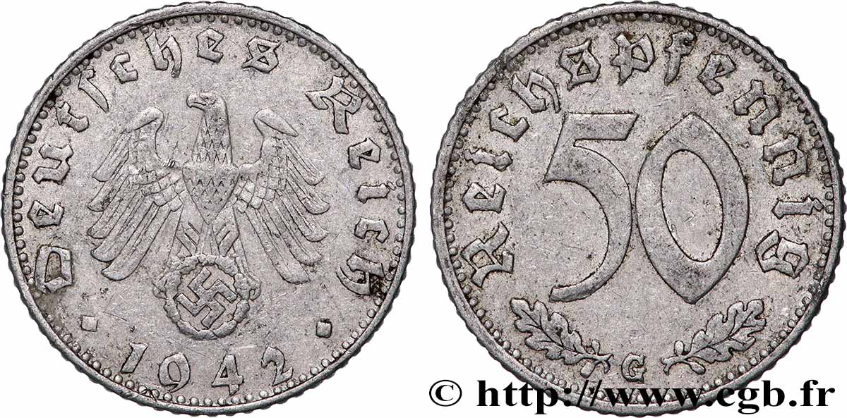 DEUTSCHLAND 50 Reichspfennig 1942 Karlsruhe - fSS