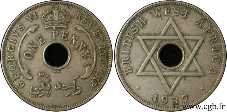 AFRIQUE OCCIDENTALE BRITANNIQUE 1 Penny Georges VI 1937 Kings Norton - KN TTB 