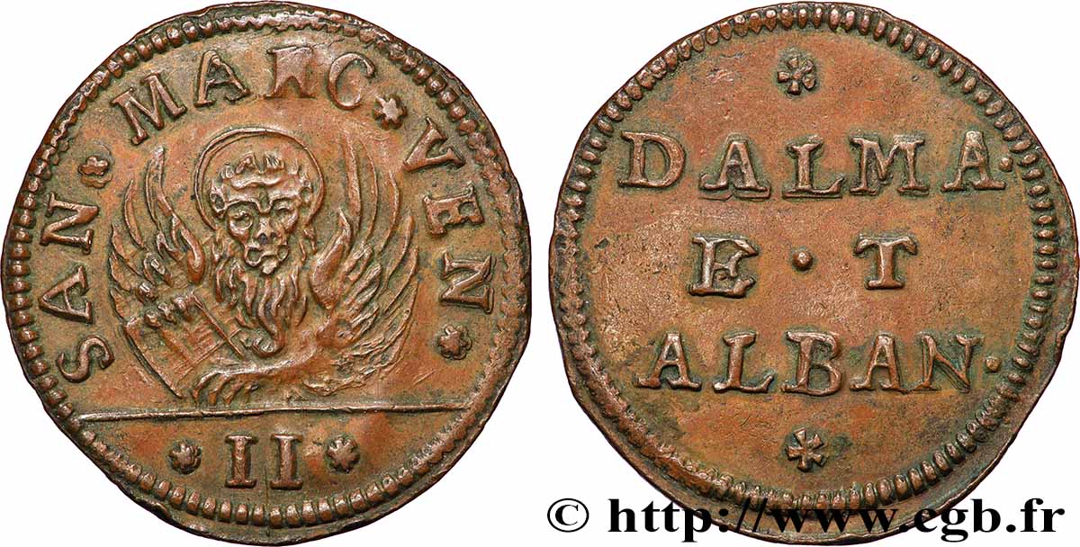 ITALIE - VENISE 2 Soldi Marcantonio Giustinian ou Francesco Morosini N.D. (1688-1694) Venise SUP