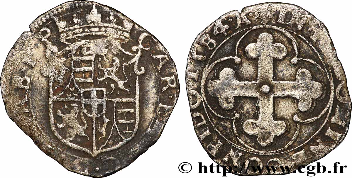 SAVOY - DUCHY OF SAVOY - CHARLES-EMMANUEL I Sol de quatre deniers, 1er type (soldo da quattro denari di I tipo) 1584 Aoste VF