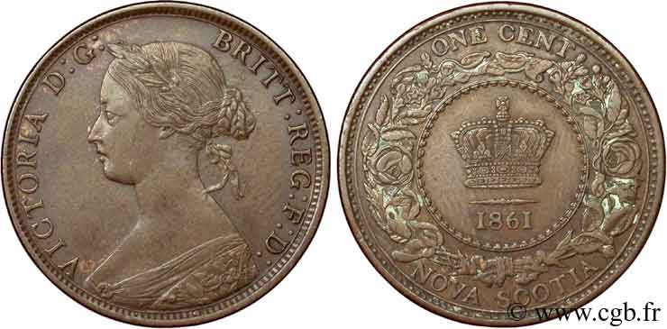 CANADA 1 Cent Nova Scotia Victoria / couronne 1861  SUP 