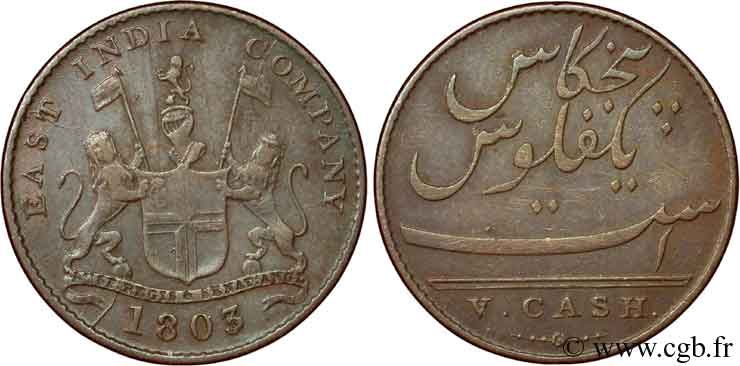 INDE 5 Cash Madras East India Company 1803  TTB 