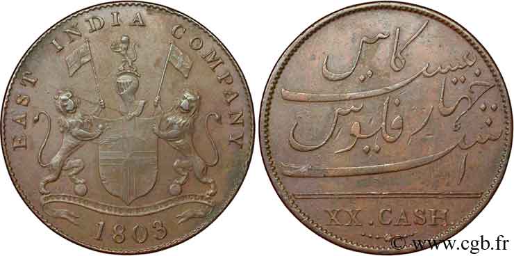 INDE 20 Cash Madras East India Company 1803  TTB 