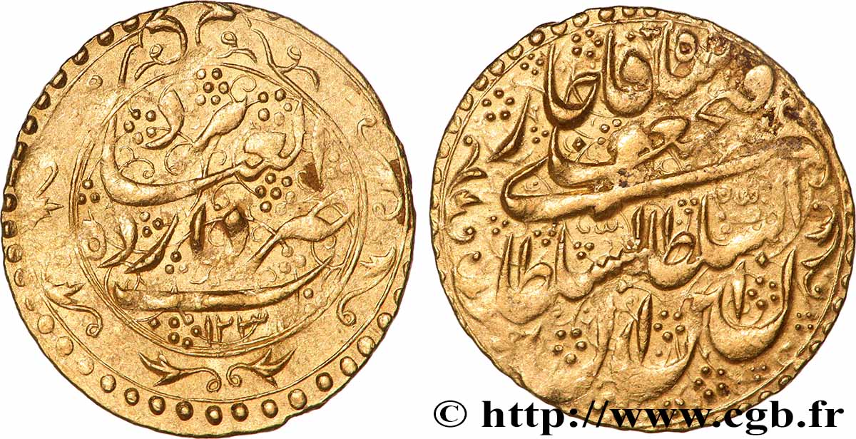 PERSE - FATH ALI SHAH Toman en or, cinquième monnayage, AH1234 (1819) Teheran TTB+