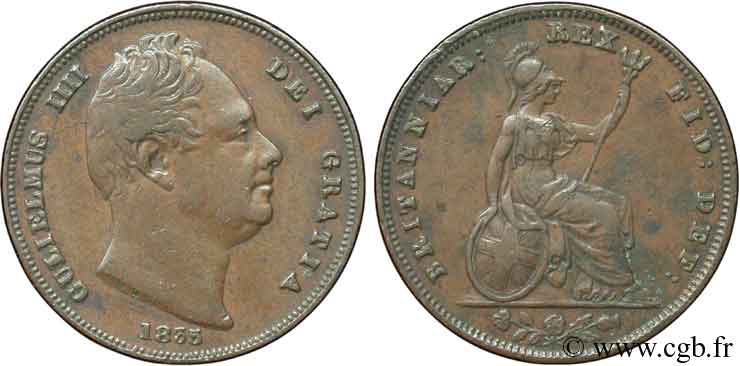 ROYAUME-UNI 1 Farthing Guillaume IV / Albion 1835  TTB 