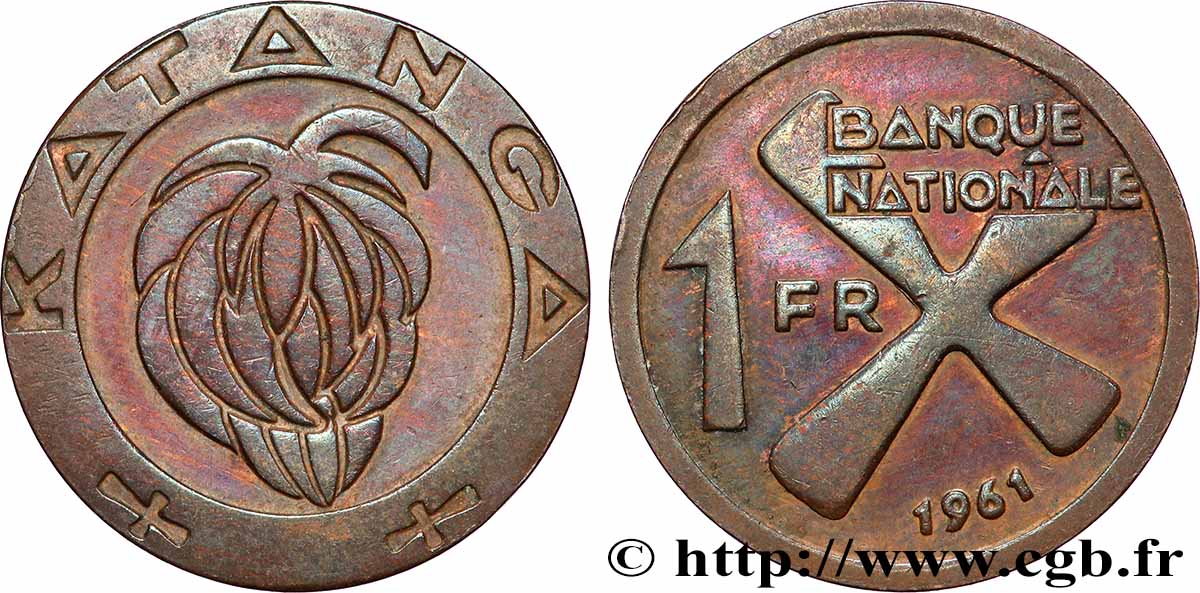 KATANGA 1 Franc 1961 Kings Norton TTB