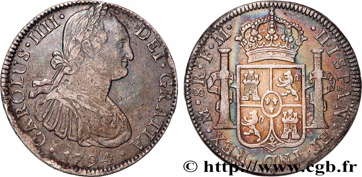 MEXIQUE - CHARLES IV 8 Reales 1794 Mexico TB+