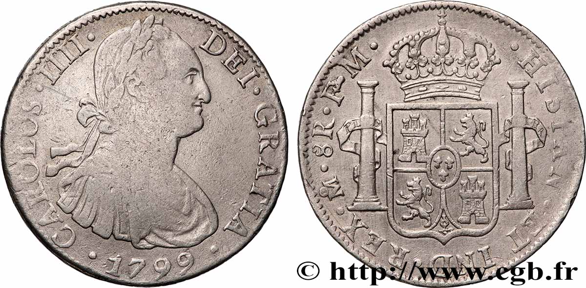 MEXICO - CHARLES IV 8 Reales 1799 Mexico VF