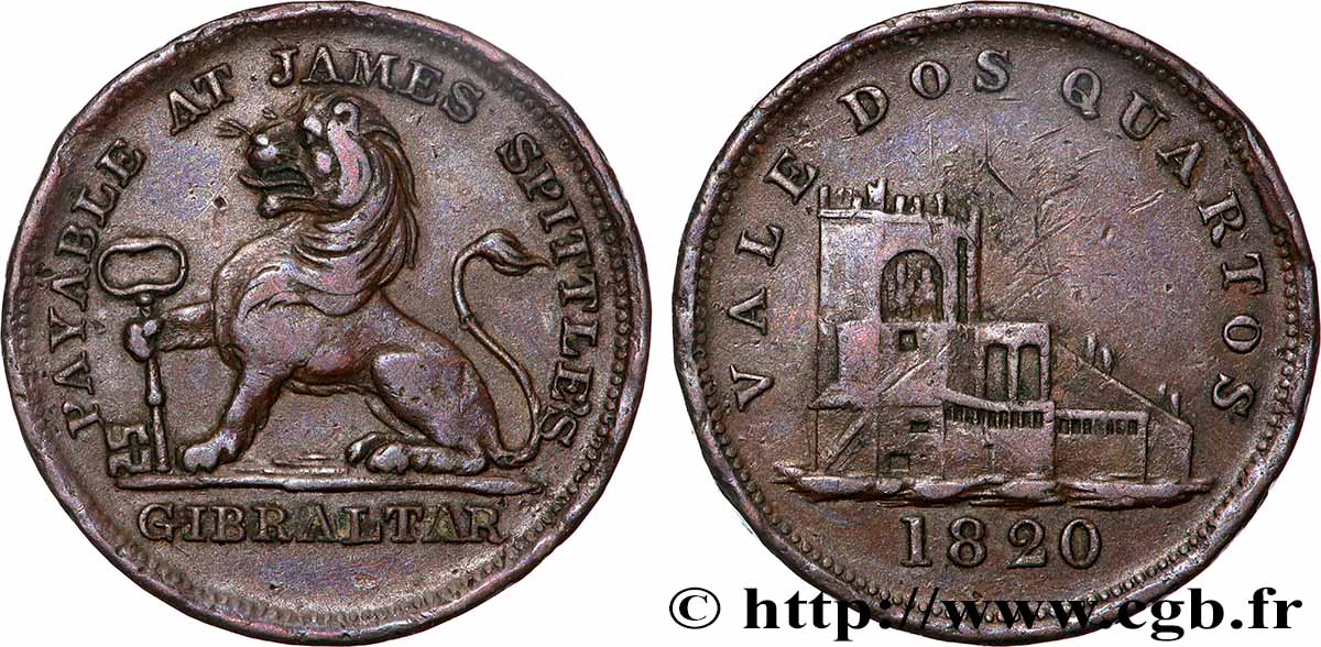 GIBRALTAR 2 Quartos lion tenant une clé 1820 TTB