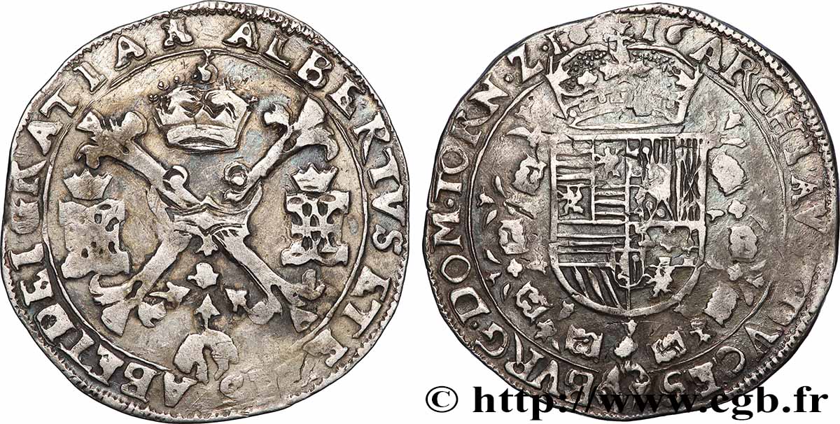 SPANISH NETHERLANDS - TOURNAI - ALBERT AND ISABELLA 1/4 Patagon Albert et Isabelle 1616 Tournais XF