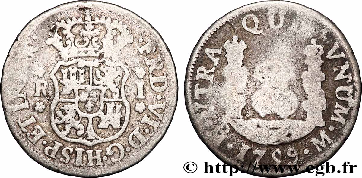 PÉROU - FERDINAND VI 1 Real 1759 Lima BC