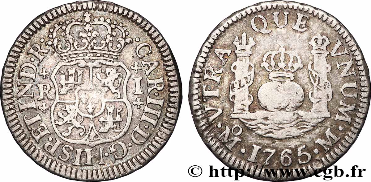 MEXICO - CHARLES III 1/2 Real 1765 Mexico XF
