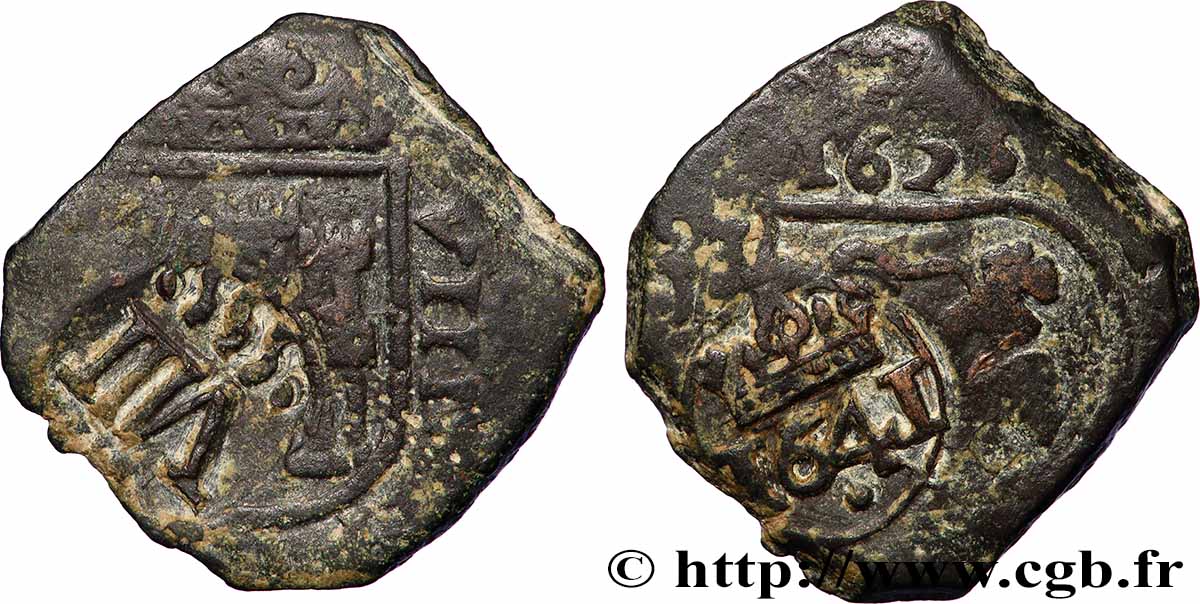 SPAIN - KINGDOM OF SPAIN - PHILIP IV Contremarque de 8 Maravedis 1641 Grenade VF